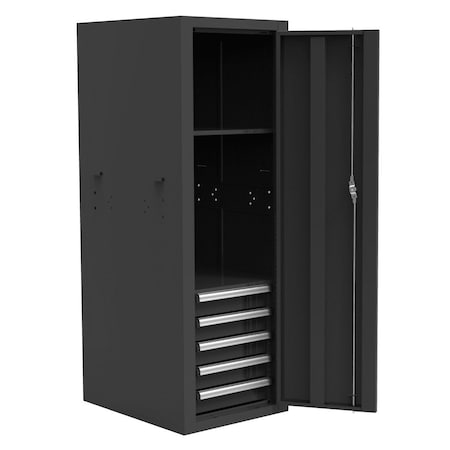 Homak 22in Pro II 5-Drawer Full Height Side Locker - Black BK08022052